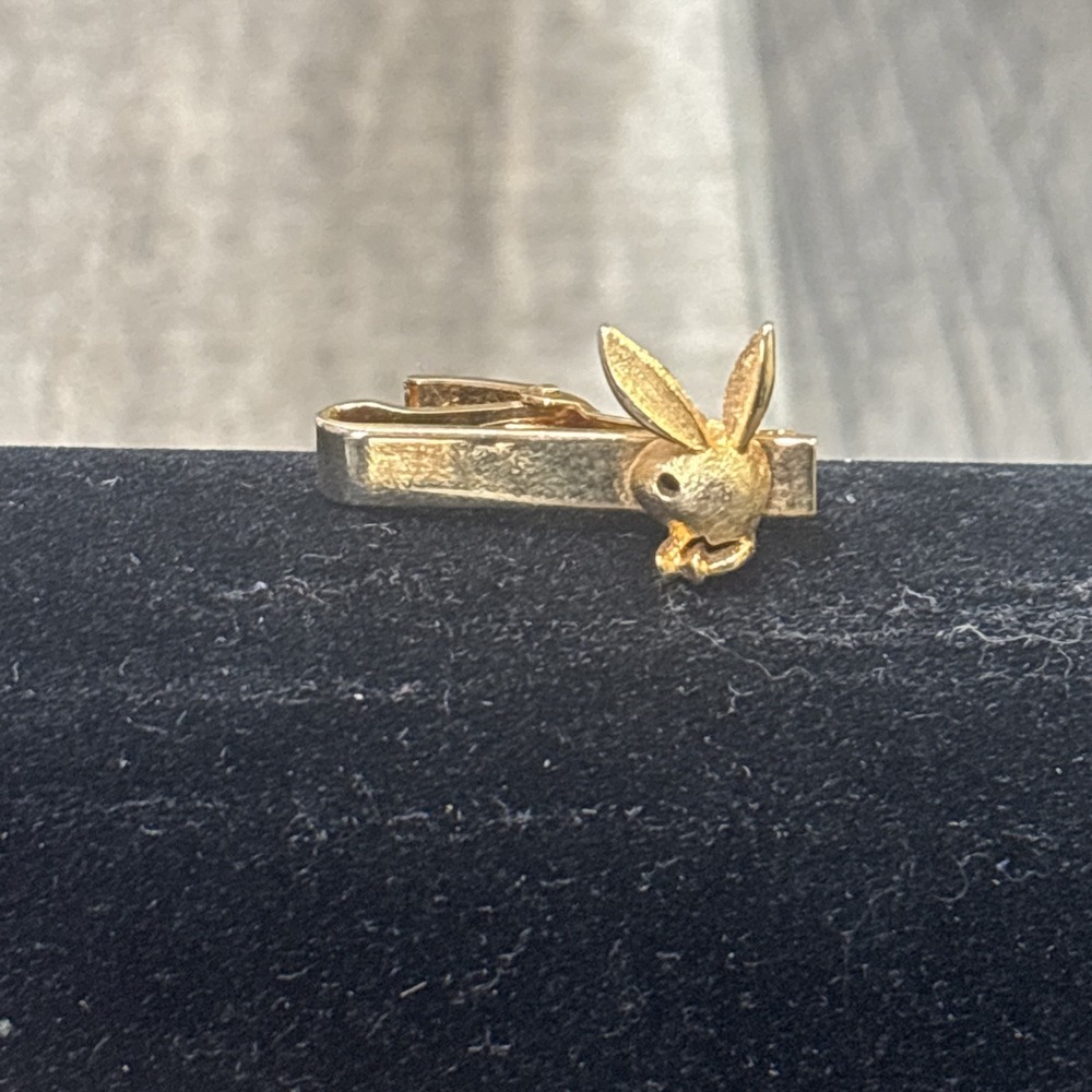 Vintage Playboy Bunny Tie Clip Gold Tone Men's Novelty Tie Bar Retro